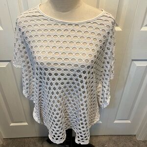 Chicos size L White Crochet Knit Top